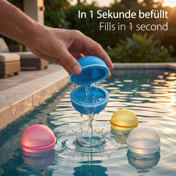 Preview: 6er Set wiederverwendbare Wasserbomben Wasserballons aus umweltfreundlichem Silikon - Perfekt für Garten-, Strand- und Poolspiele!